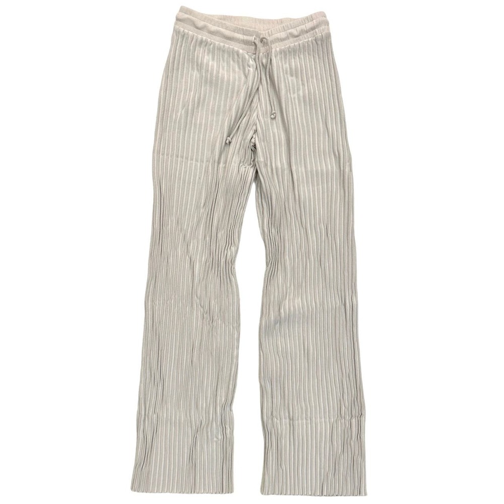 John Elliott Women's Ribbed Terry Wide Leg Raw Hem Sweatpants in Grey/Beige